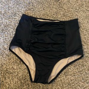 Kortni Jeane ruched Black High-Waisted Swim Bottoms